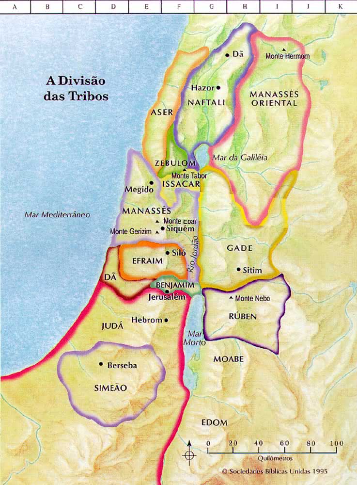 12 tribos de israel, mapa, divisão da terra