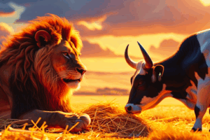 O leão comerá palha como o boi (Isaías 11:7). O que significa isso?